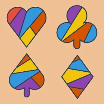Vector set of playing cards symbols Stock Illustration