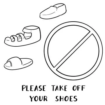 Vector set of please take off your shoes sign Stock Illustration