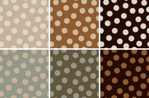 Vector set polka dots seamless pattern. Vintage dots pattern in trendy colors 스톡 일러스트