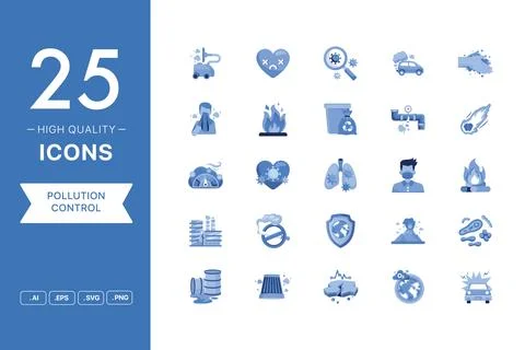 Vector set of Pollution Control icons Illustrazione stock