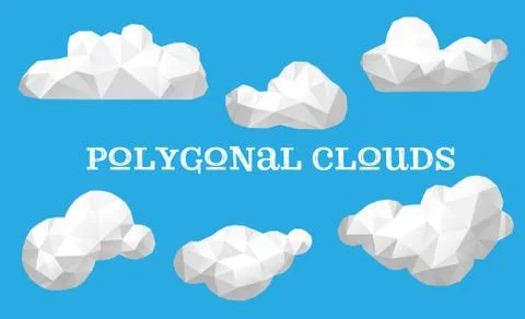 Vector set of polygonal clouds Stock Illustration