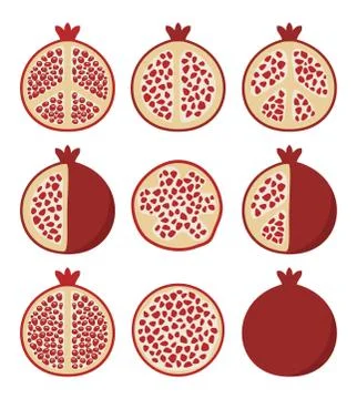 Vector set of pomegranate cuts Stock Illustration