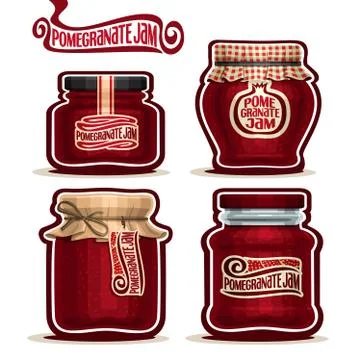 Vector set of Pomegranate Jam Stock Illustration