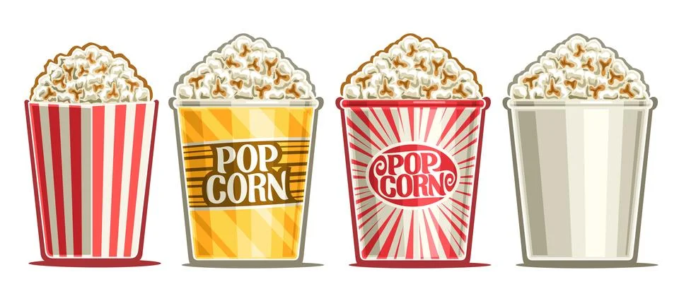 Vector set of Popcorn Buckets Stock Illustration