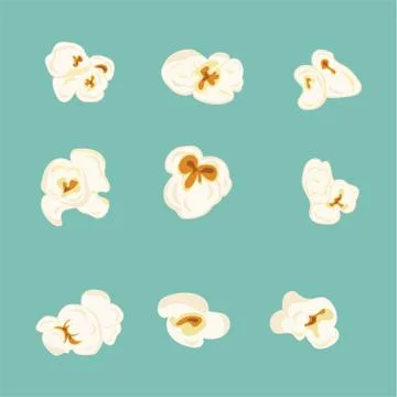 Vector set of popcorn elements Stock Illustration