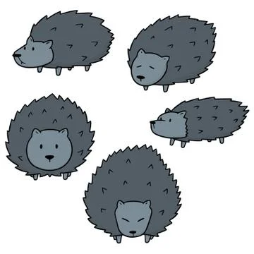Vector set of porcupine Stock Illustration