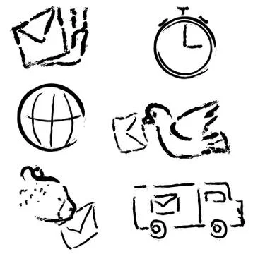Vector set of post icons slowly and quick Stock Illustration