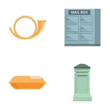 Vector set of postal elements icons Illustrazione stock