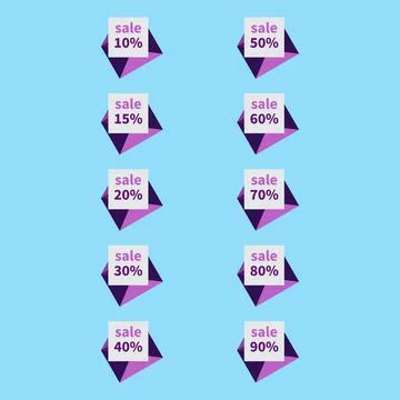 Vector set of postal envelopes with sale discounts Stock Illustration