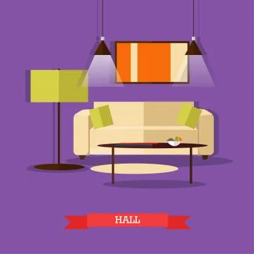 Vector set of posters, banners with home interior design elements in flat style Illustrazione stock