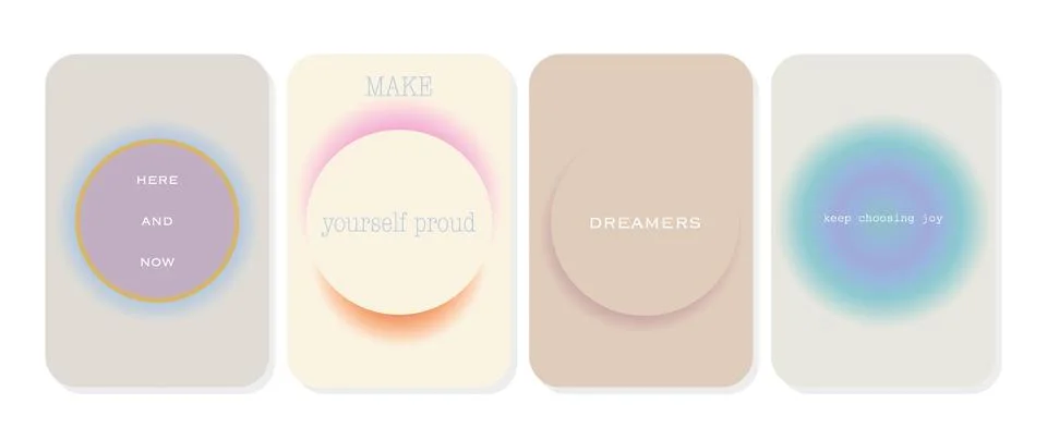 Vector set. Posters with circle and gradient. Abstract fluid forms. Suitable Illustrazione stock