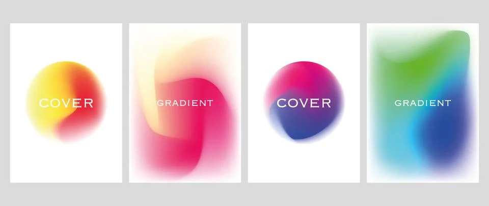 Vector set of posters. Circle shape with colorful gradient. Abstract geometric Stock Illustration