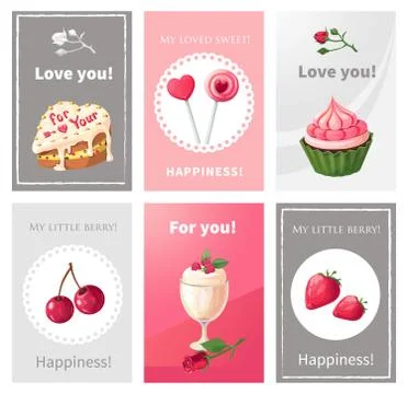 Vector set of posters on the theme  the holiday greetings to loved one Stock Illustration