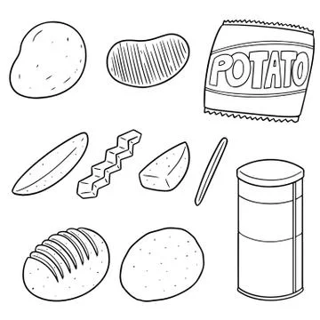 Vector set of potato products Stock Illustration