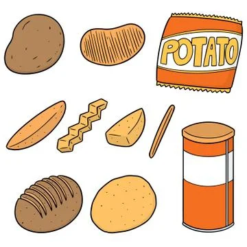 Vector set of potato products Stock Illustration