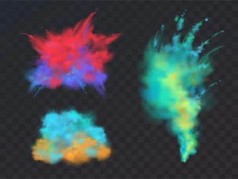 Vector set of powder explosions for Holi fest Stock Illustration
