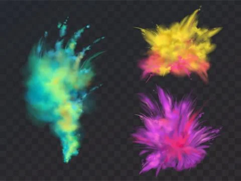 Vector set of powder explosions for Holi fest Illustrazione stock