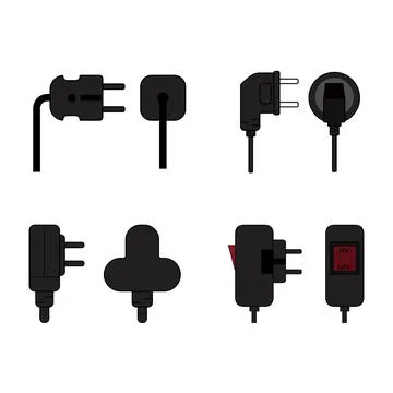 Vector set of power plug icons in modern style Stockillustratie