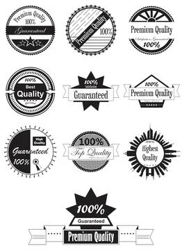 Vector set of premium labels and badges unique black design Stock Illustration