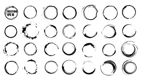 Vector set of processed ink black brushes for creating closed frames of any Illustrazione stock