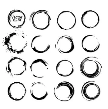 Vector set of processed ink black brushes for creating closed frames of any Stock-Illustration