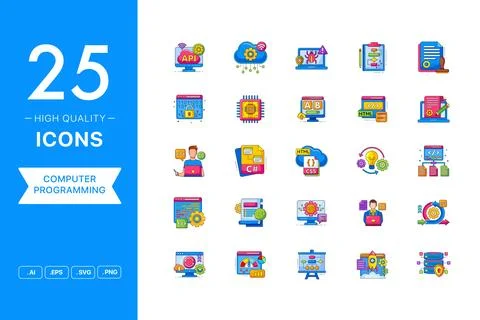 Vector set of Programming icons Stock Illustration