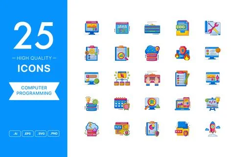 Vector set of Programming icons 库存插图