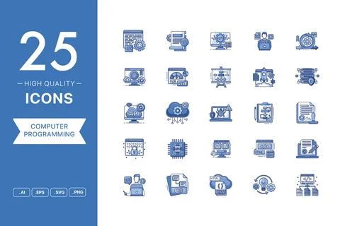 Vector set of Programming icons Illustration