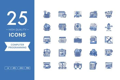 Vector set of Programming icons Stock Illustration
