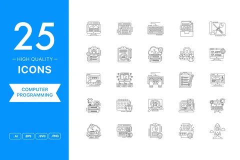 Vector set of Programming icons Stock Illustration
