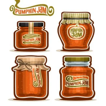 Vector set of Pumpkin Jam 스톡 일러스트