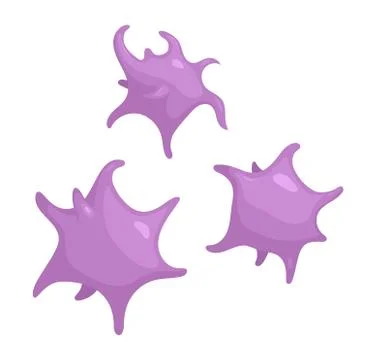 Vector set of purple platelet cells. Thrombocytes Stockillustratie