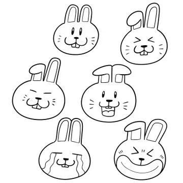 Vector set of rabbit face Stock Illustration