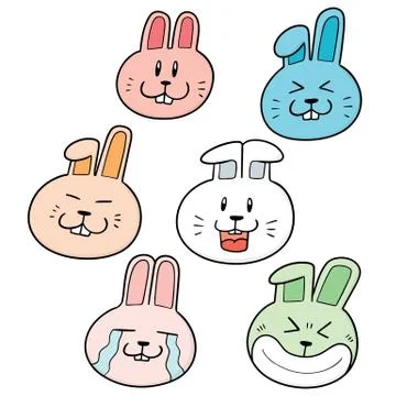 Vector set of rabbit face Stock Illustration