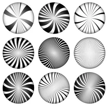 Vector set of radiating, converging lines. Set of 9 version, Stock Illustration
