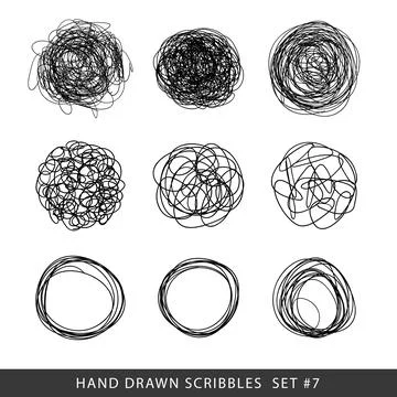 Vector Set of random chaotic circles lines. Ilustración de archivo