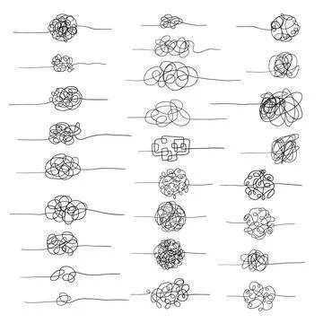 Vector Set of random chaotic lines. Ilustración de archivo