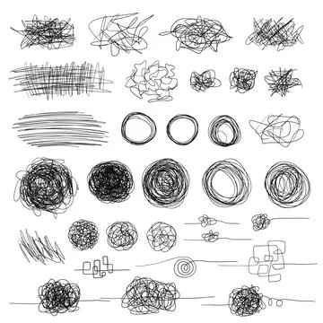 Vector Set of random chaotic lines. Stock Illustration