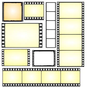Vector set of real and grunge film frames Stock Illustration