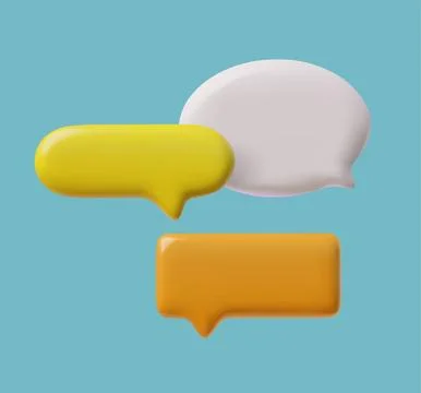 Vector set of realistic 3D empty speech bubbles in white, yellow and orange Stock Illustration