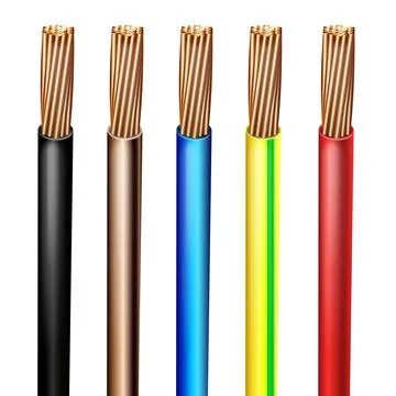 Vector set of realistic armored multicore electric cable wires Stock Illustration