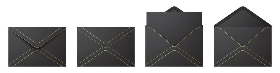 Vector set of the realistic black envelopes. Stock-Illustration