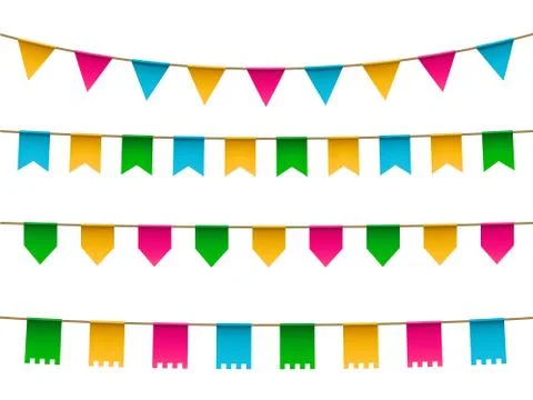 Vector set of realistic colorful  flag, buntings garland イラスト素材