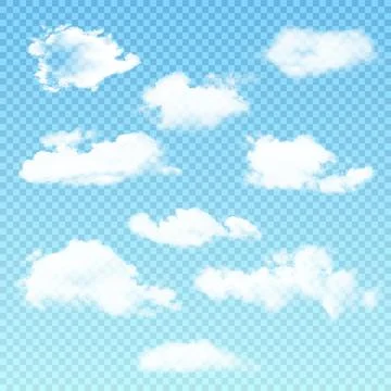 Vector set of realistic isolated cloud on the transparent background. Vector  Stock-Illustration