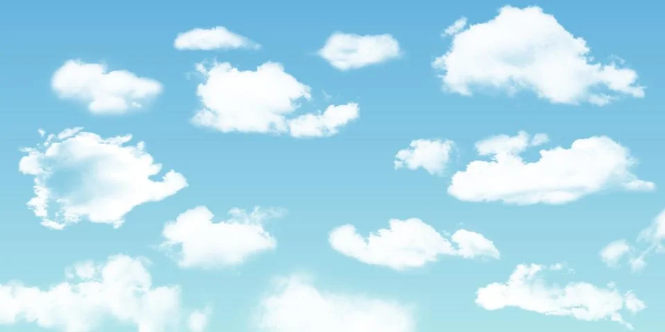 Vector set of realistic isolated cloud on the blue background. Vector illustr Stock-Illustration