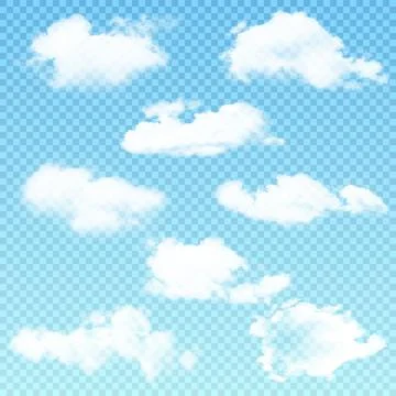 Vector set of realistic isolated cloud on the transparent background. Vector  Stock Illustration