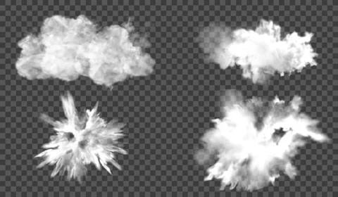 Vector set of realistic isolated cloud on the transparent background. Stock Illustration
