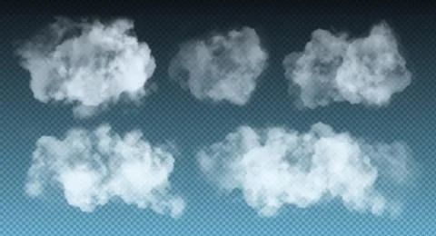 Vector set of realistic isolated fluffy cloud on the transparent background Stock Illustration