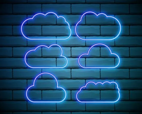 Vector set of realistic isolated neon sign of Cloud for decoration and coveri Illustrazione stock