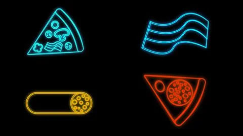 Vector set of realistic isolated neon sign of Pizza logo for template decorat Stock Illustration